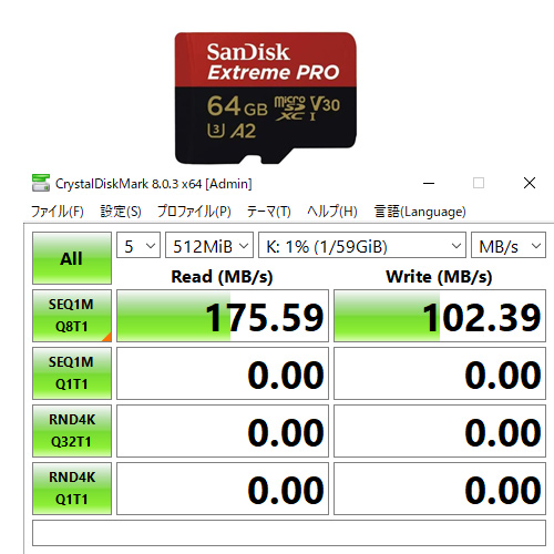 Sandisk A2 SDで170MB/s リードを実現